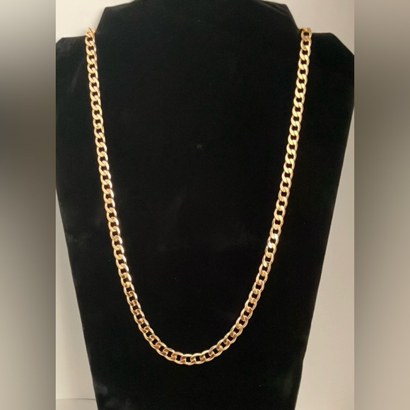 Solid Curb Chain Necklace 14K Yellow Gold Filled 24” - Picture 2 of 5